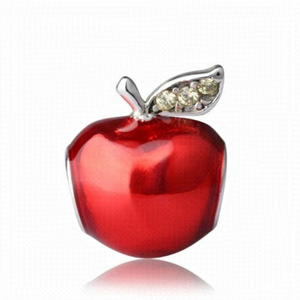 Sterling Silver Red Enamel Princess Apple Charm